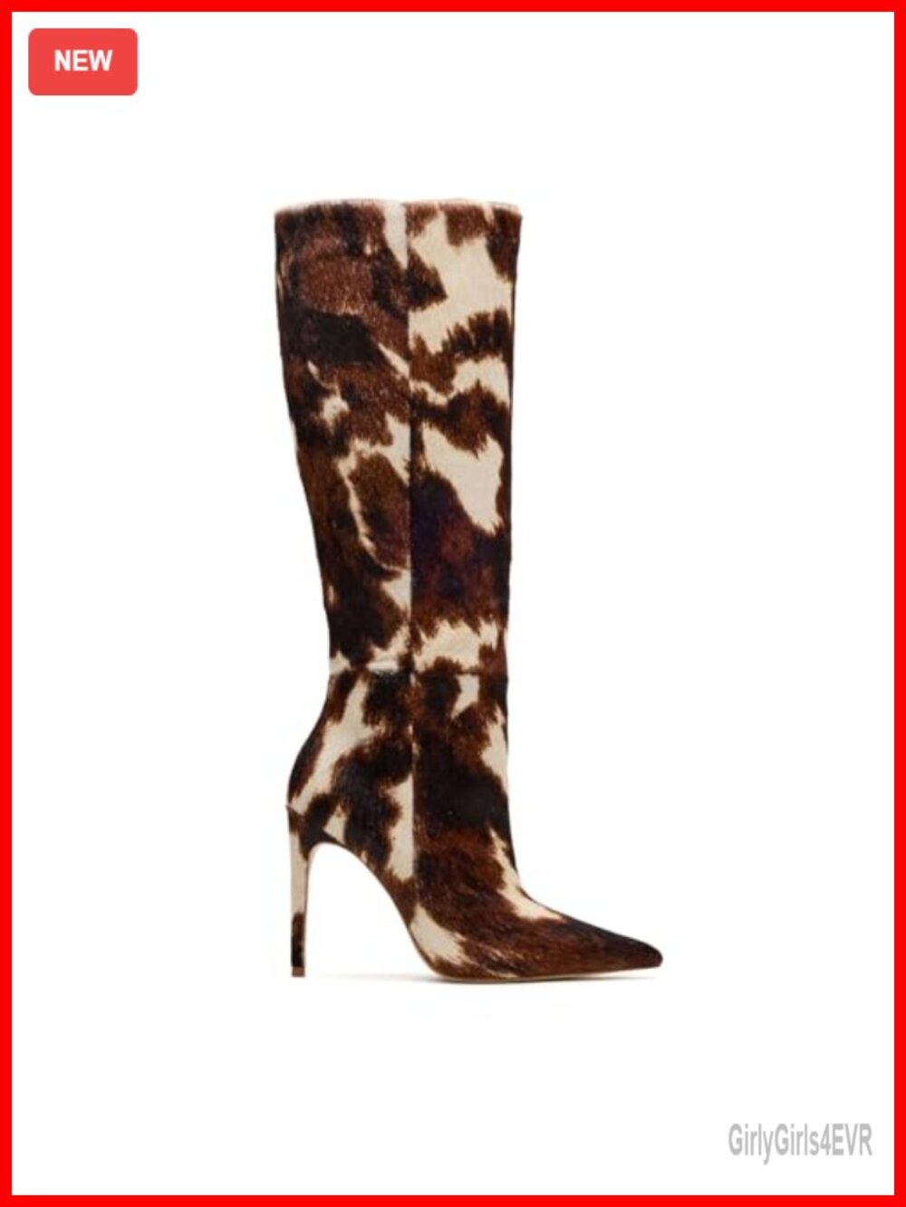 Pointed Toe Stiletto Knee High Boots Faux Fur Side Zip Dressy Fashion